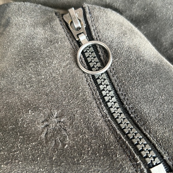 Booties Fly London charcoal gray suede ankle 1 1/2 wedge zip premium lea… - Picture 9 of 11